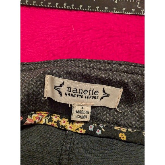 Nanette Lepore Gray Textured Knit Pull On Pants Women’s Large Crop Stretch - Picture 4 of 5